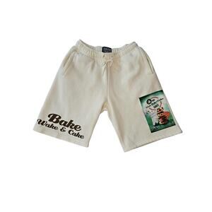 White Men WEDDING CAKE Cake Fleece Short Size Large Loungewear Relax Fit